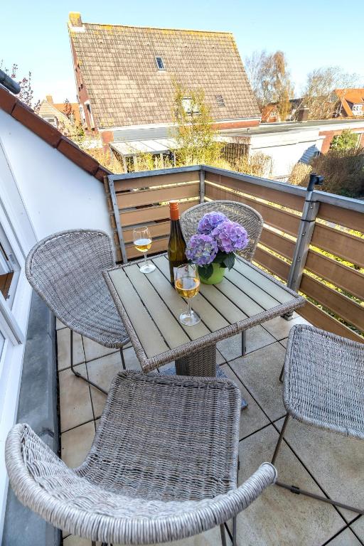 Balkón nebo terasa v ubytování Ferienwohnung Strandkiste