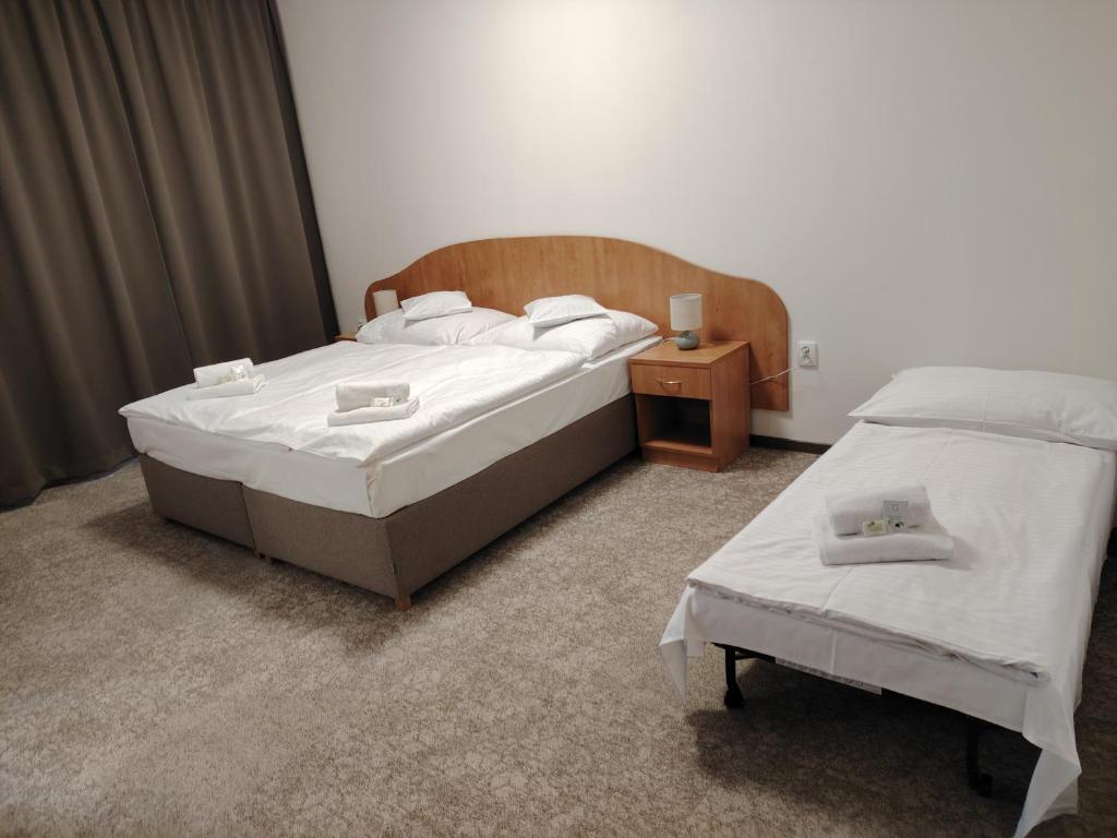 Postel nebo postele na pokoji v ubytování Hotel Legie