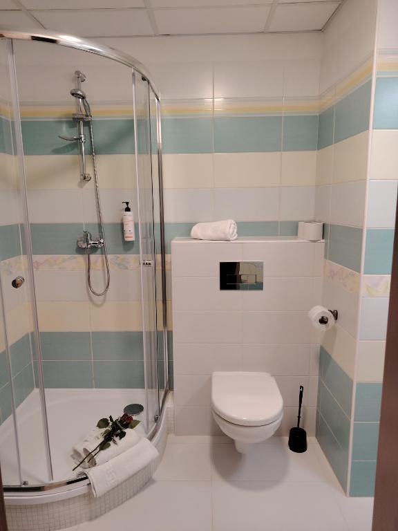 Koupelna v ubytování Hotel Legie