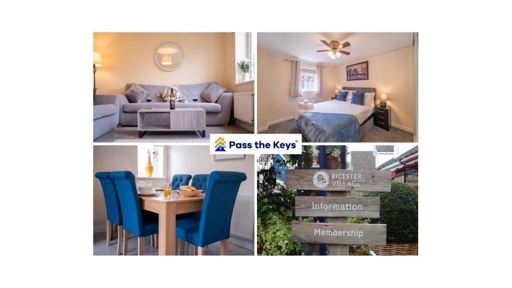 a collage of photos of a living room and dining room at Shop & Stay at Bicester Village near our 3 Bed Home Pass the Keys in Bicester