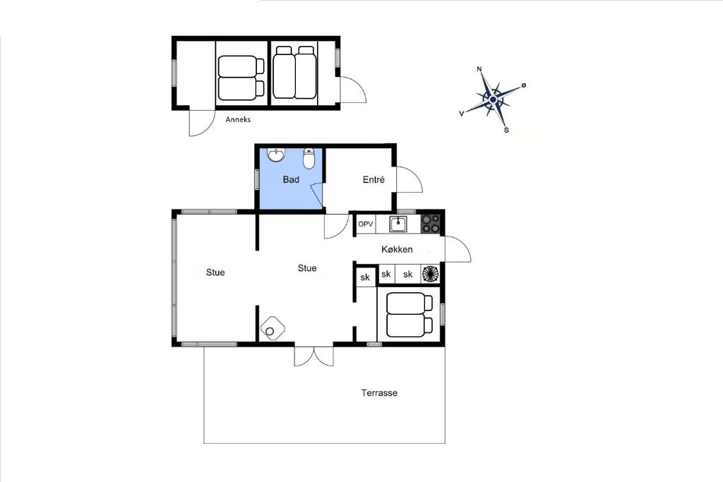 a floor plan of a house at Nature-Rich 60S Holiday Home By Isefjord in Jægerspris