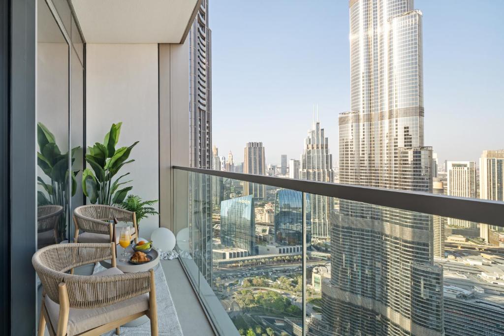 Balkón nebo terasa v ubytování Full Burj and Fountain view Downtown by Bella Elite Homes