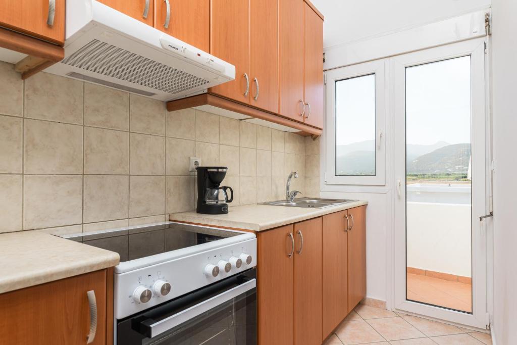 A kitchen or kitchenette at Naftilos Rosmarinus Apartments