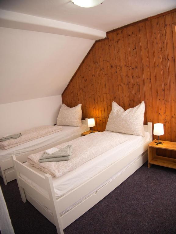 Postel nebo postele na pokoji v ubytování Vila Pramínek, Horní Maršov, Krkonoše