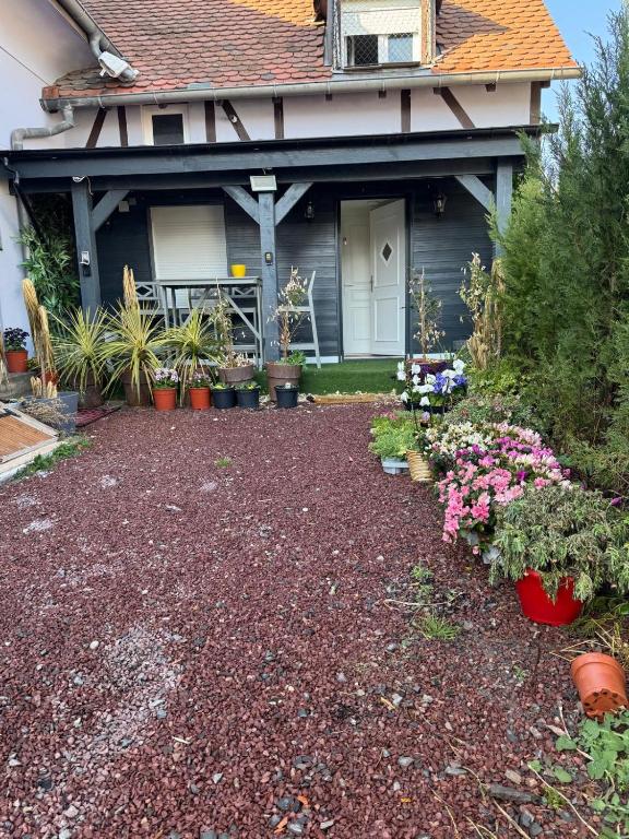 une maison avec une allée de gravier devant elle dans l'établissement Maison meublée, à Illkirch-Graffenstaden