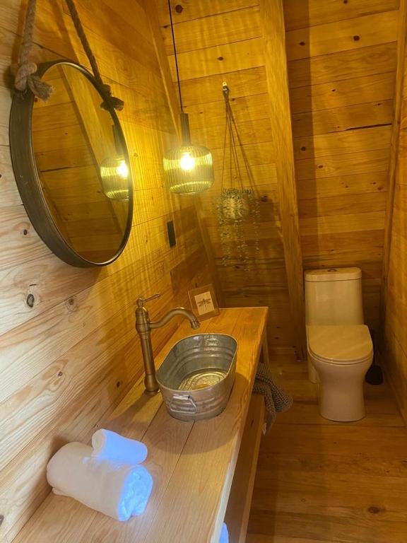 Koupelna v ubytování Cabañas Chalets Piedra Alta Zacatlan