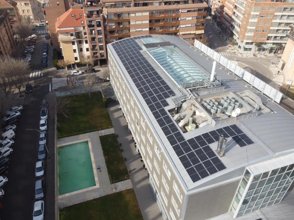 an overhead view of a building with a swimming pool at Abba Huesca in Huesca