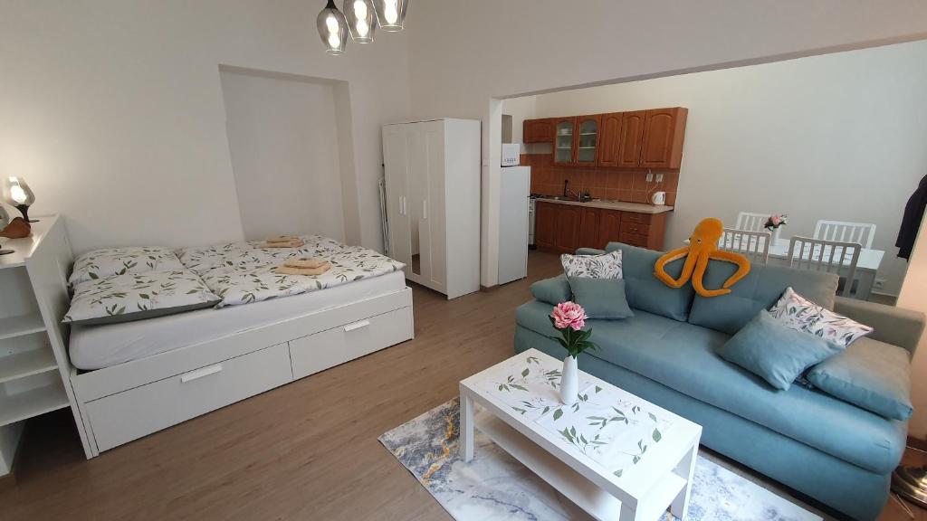 Postel nebo postele na pokoji v ubytování Apartmán Příkrá