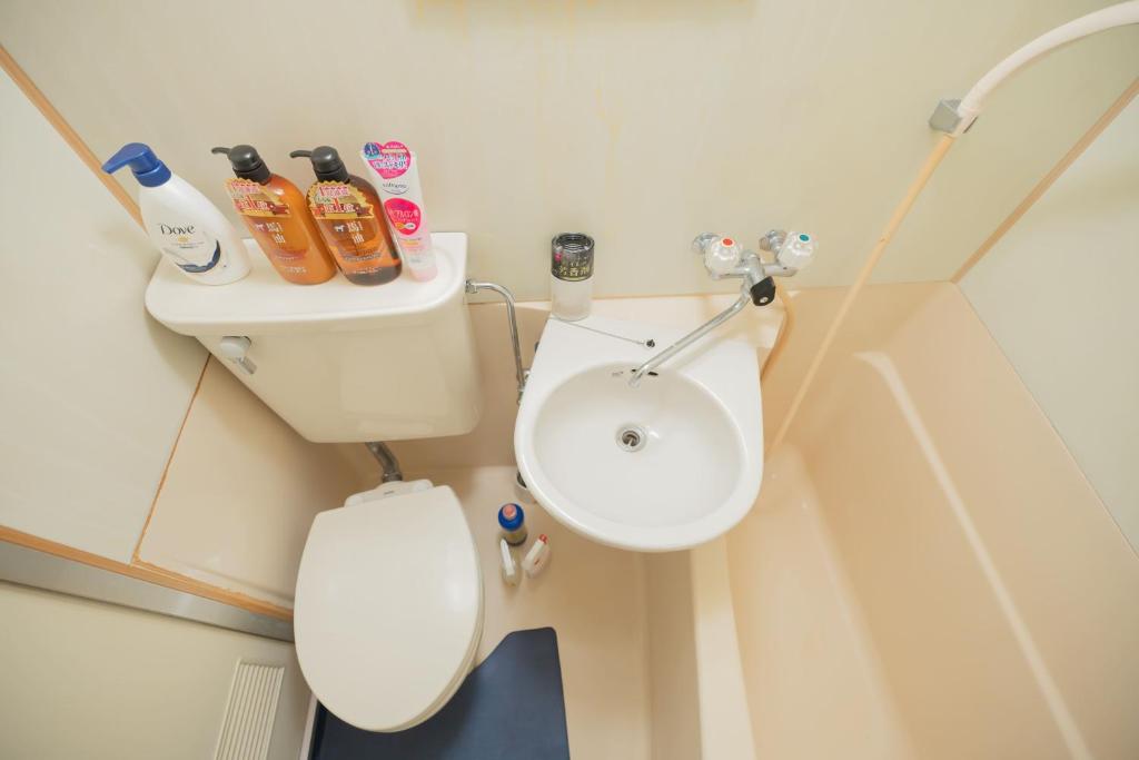 東京にあるNew Design Apartment in Shinjuku Kabukicho! 3 mins stationのバスルーム(トイレ、洗面台付)