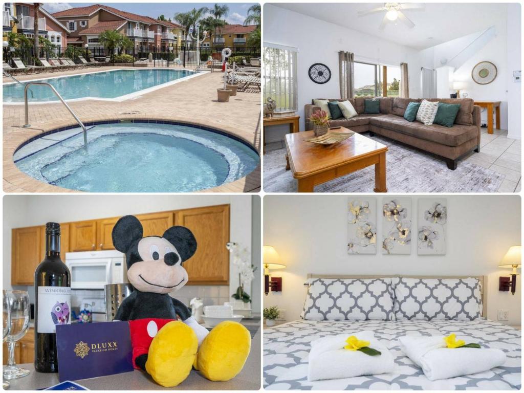 Charming Vacation Home 9 miles From Disney 1065 في كيسيمي: ملصق بصور منزل به مسبح