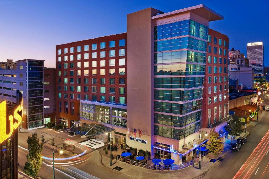 a rendering of a building in a city at night at The Westin Memphis Beale Street in Memphis
