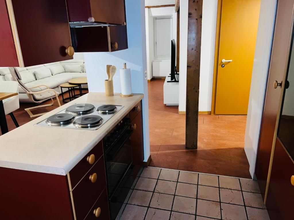 Kuchyň nebo kuchyňský kout v ubytování Haus Simplon