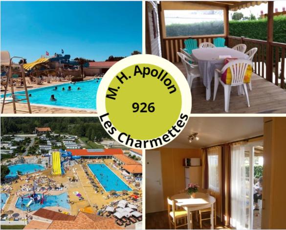 un collage de photos d'un complexe avec une piscine dans l'établissement MH 926 Appolon, aux Mathes