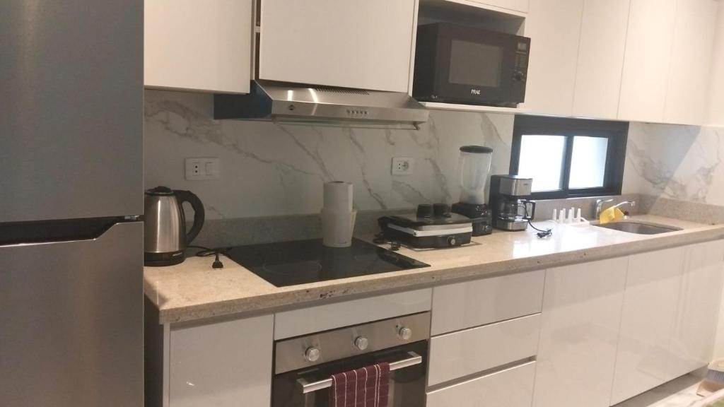 Kuchyň nebo kuchyňský kout v ubytování Edificio Emperador
