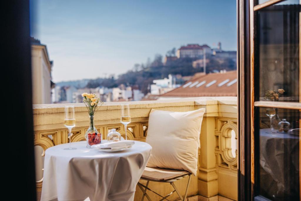Balkón nebo terasa v ubytování Grand Palace Brno