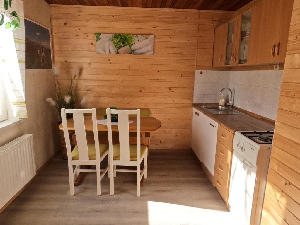 Kuchyň nebo kuchyňský kout v ubytování Holiday Home Forest Peace, Lavrovec