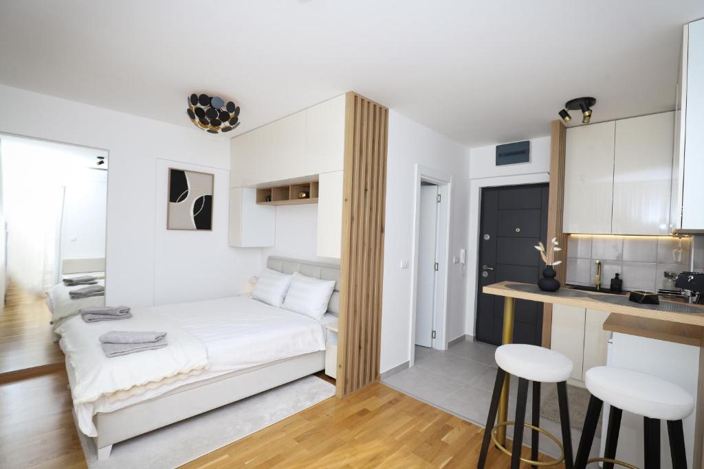Kuchyň nebo kuchyňský kout v ubytování Apartman Aleksandra Vrnjacka Banja