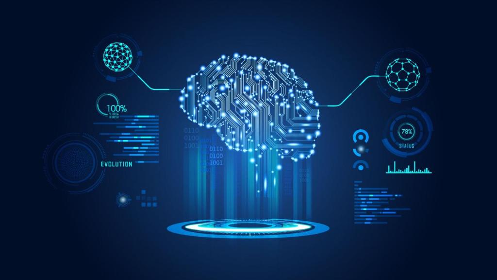 an illustration of a brain with technology elements at Home1 in Dargai