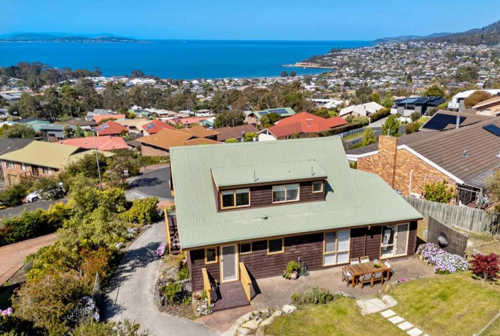 an aerial view of a house at Ocean Views 20kms from CBD Sleeps 10 in Kingston Beach