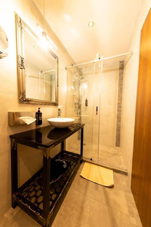 Koupelna v ubytování "Das Schlafzimmer" Erlebnis & Boutiquehotel - ehemals Hacienda Mexicana
