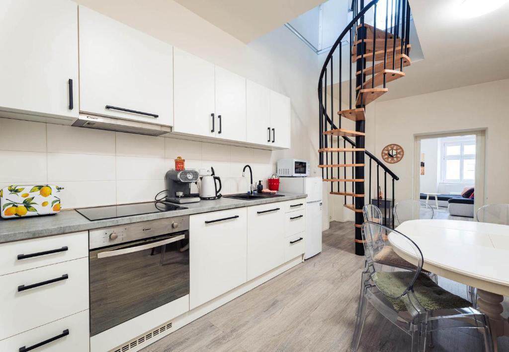 Kuchyň nebo kuchyňský kout v ubytování Silvie Apartments - Wurmova