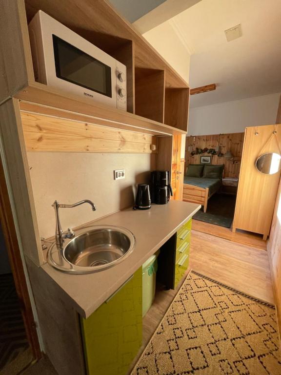 Kuchyň nebo kuchyňský kout v ubytování Apartamenty pod Wiciokrzewem