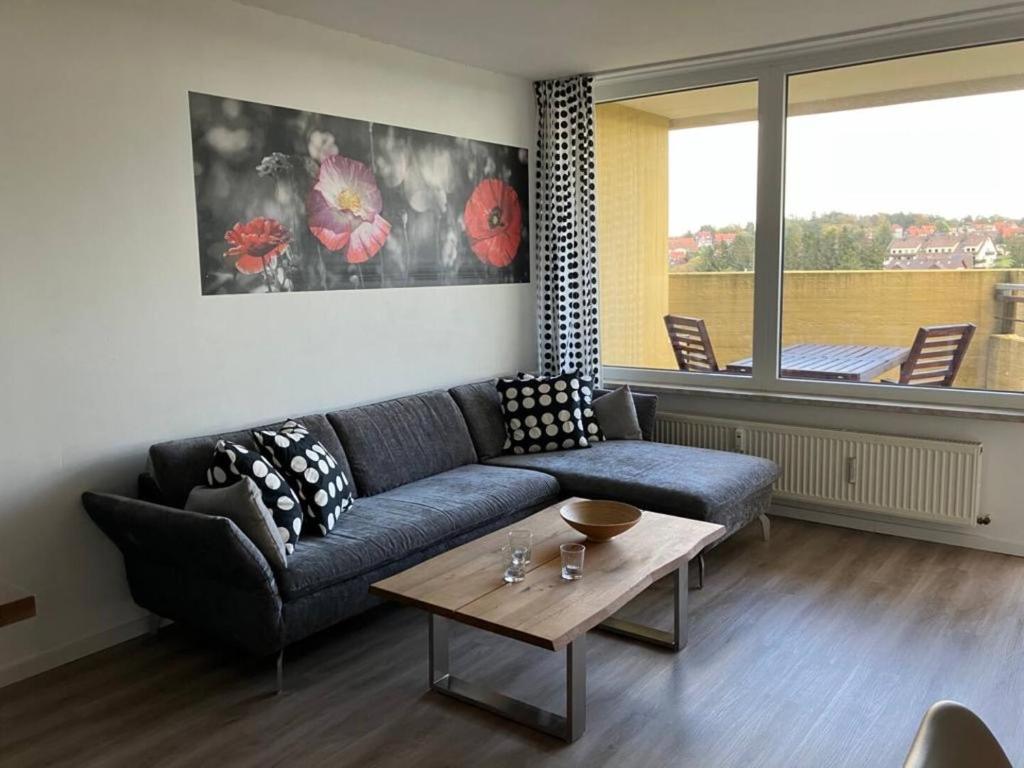 Posezení v ubytování Oben in der 14 Etage