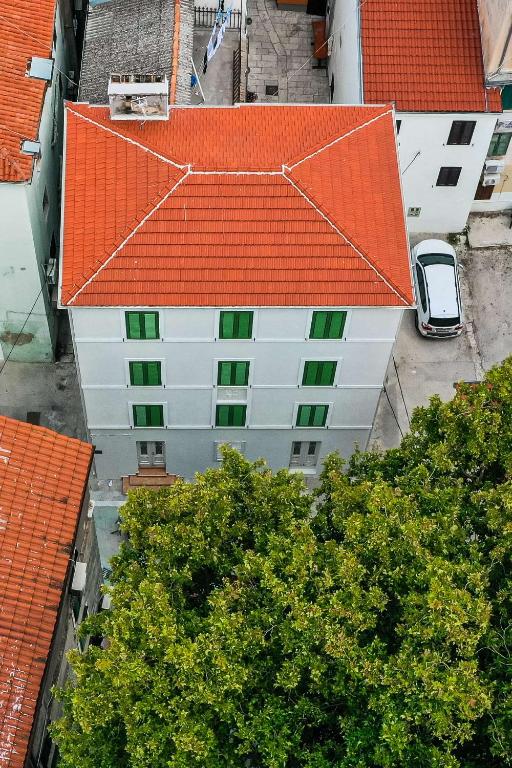 an overhead view of a building with an orange roof at Old City Micro-apartments in Zadar