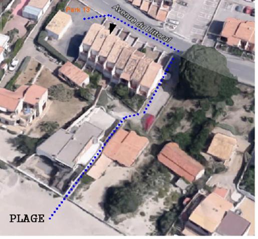 un plan d'une rue avec une ligne bleue dans l'établissement Grauplage, au Grau-dʼAgde