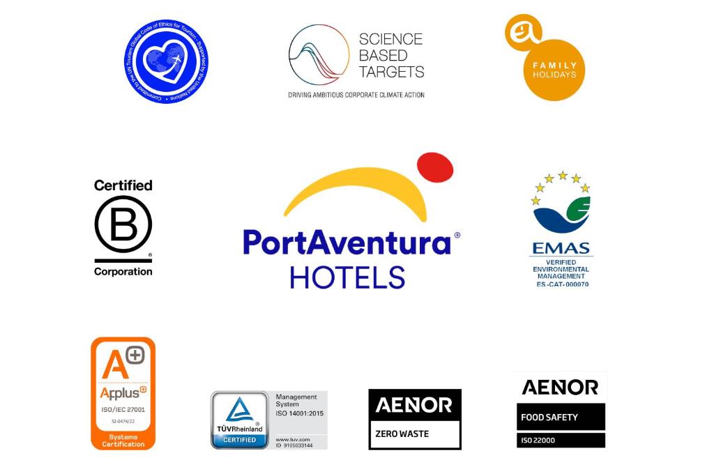 un conjunto de logotipos e iconos para un hotel en PortAventura Hotel Roulette - Includes unlimited access to PortAventura Park & 1 access to Ferrari Land, en Salou