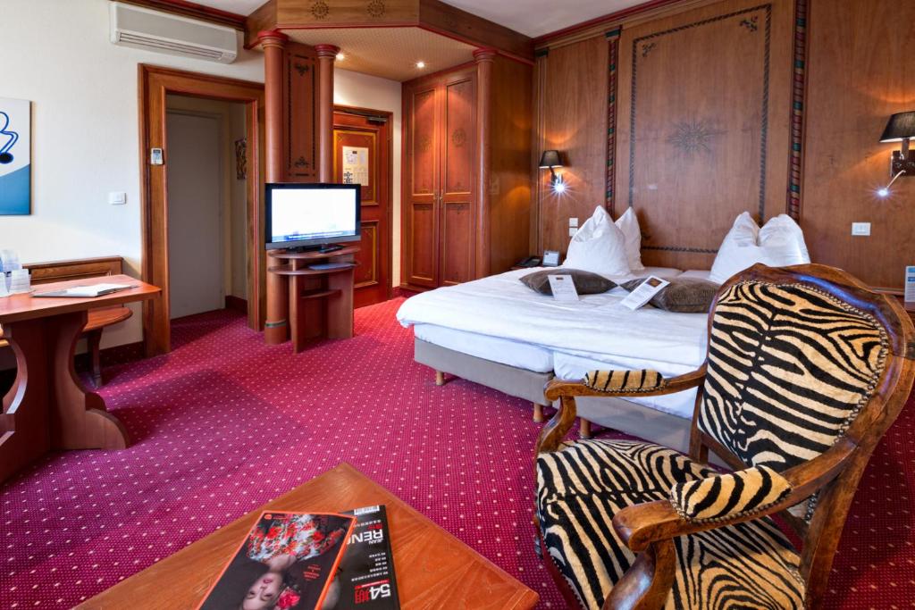 TV a/nebo společenská místnost v ubytování Hotel - Restaurant Le Cerf & Spa