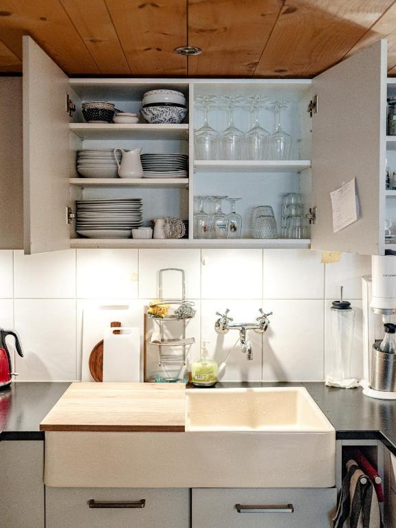 Kuchyň nebo kuchyňský kout v ubytování Mys Chalet