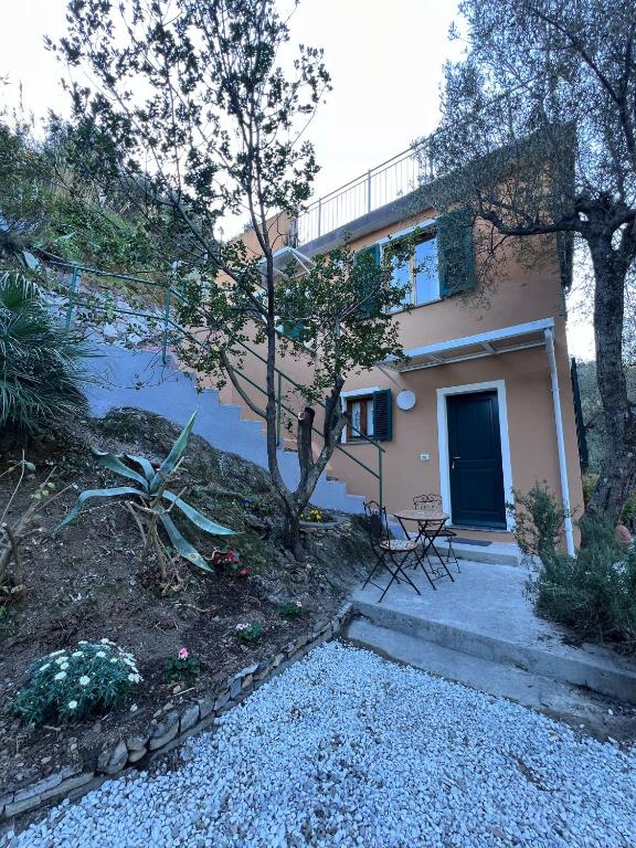 a house with a staircase leading up to it at Agriturismo Buranco in Monterosso al Mare