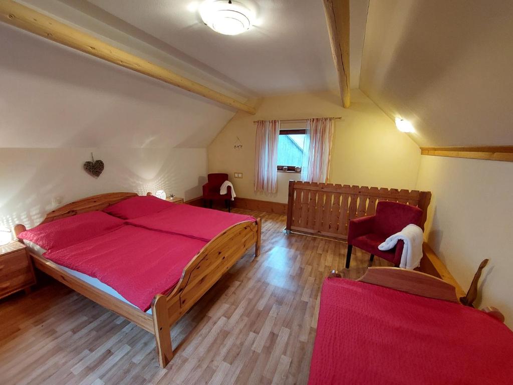 Postel nebo postele na pokoji v ubytování Počitniška hiška Kašta