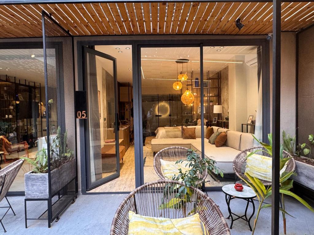 Posezení v ubytování Penthouse-fes