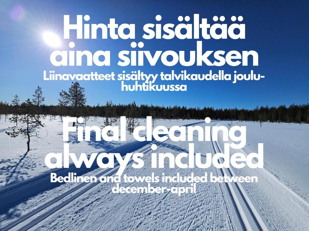 a poster of a snow covered field with the wordsfinding ways included between behen at Levillenet Glacier Alpine Chalets at Levi Centre in Levi