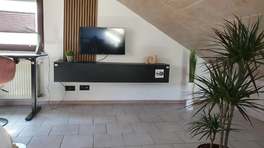 TV a/nebo společenská místnost v ubytování 1 Zi DG-Apartment in Bad Friedrichshall-Jagstfeld