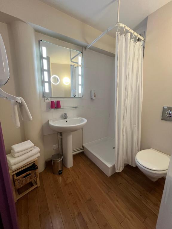 Koupelna v ubytování Hotel Le Progrés Dorlotel