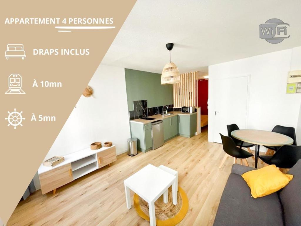 un salon avec une table et une salle à manger dans l'établissement Studio au coeur de Toulon, à Toulon