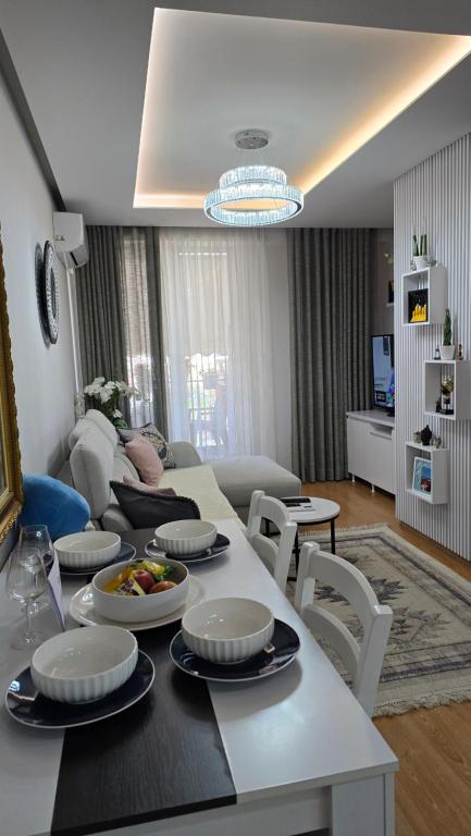 Kuchyň nebo kuchyňský kout v ubytování Tirana Garden Rezidence Turdiu