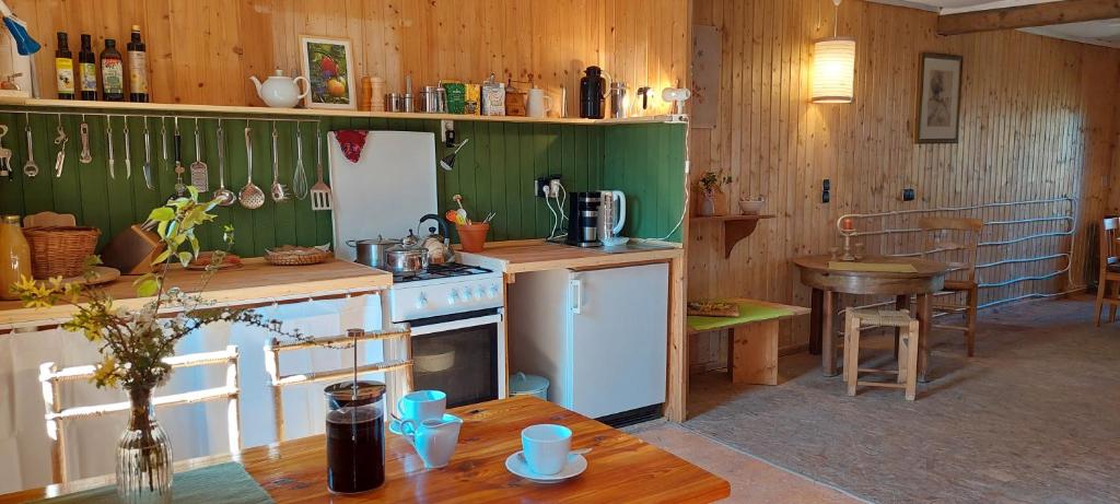 Kuchyň nebo kuchyňský kout v ubytování Kunstwerk Usedom & Fahrradherberge
