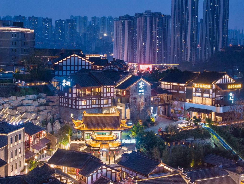 Nespecifikovaný výhled na destinaci Čchung-čching nebo výhled na město při pohledu z hotelu