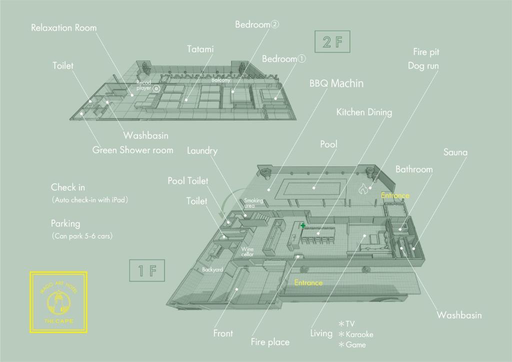 Půdorys ubytování ＩＲＡＧＯ　ＡＲＴ　 ＨＯＴＥＬ 　THECAPE