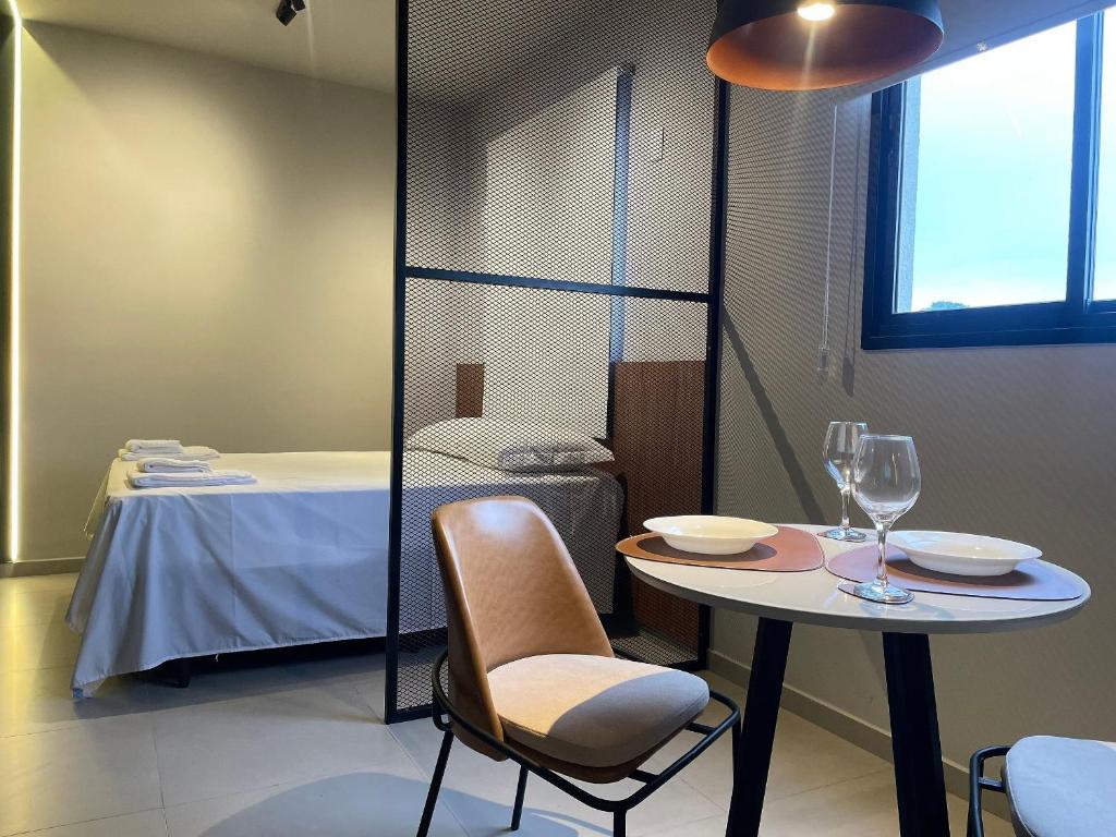Ένα ή περισσότερα κρεβάτια σε δωμάτιο στο Apartamento completo próximo a USP São Carlos