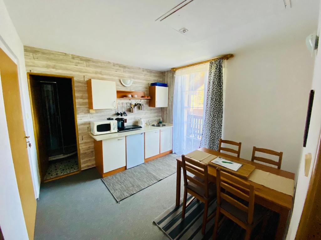 Kuchyň nebo kuchyňský kout v ubytování Apartmány na Horce