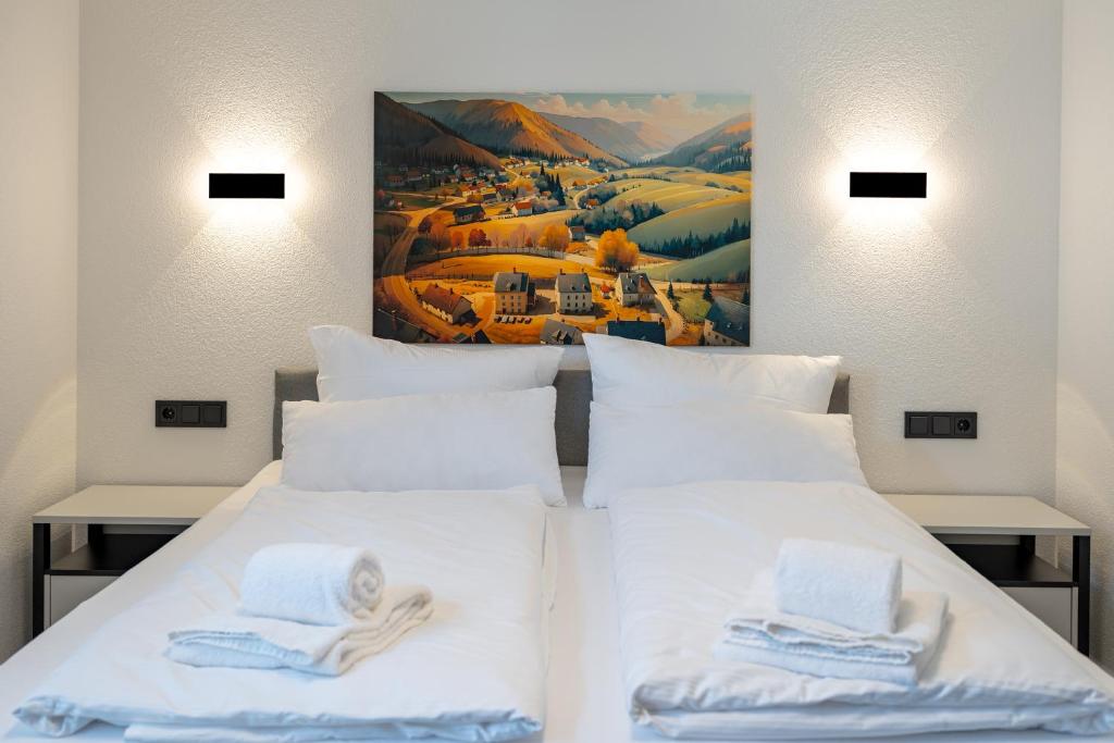 Ένα ή περισσότερα κρεβάτια σε δωμάτιο στο BPS Apartment #1 Business - NEU - Deluxe - Modern