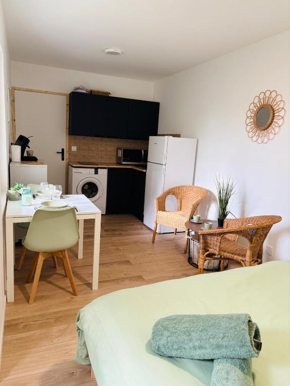 un salon avec une cuisine et une salle à manger dans l'établissement Studio Proche Gare & Centre Ville, à Castres