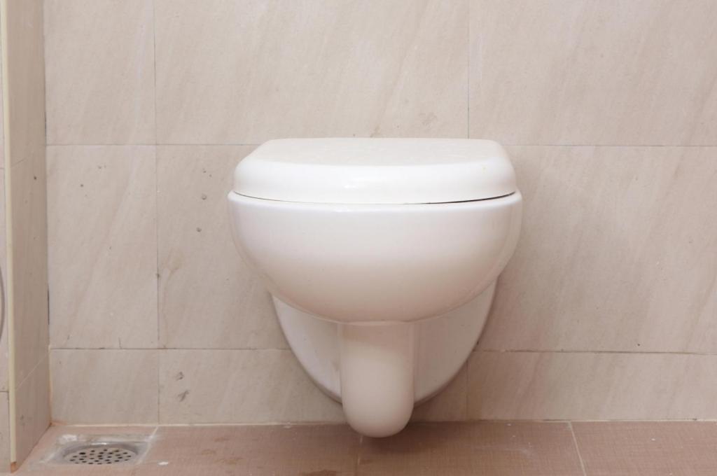 a white toilet in the corner of a bathroom at Hotel Starlight Chennai near DLF,L&T,Miot,Tradecenter,Ramachandra medical coll in Chennai