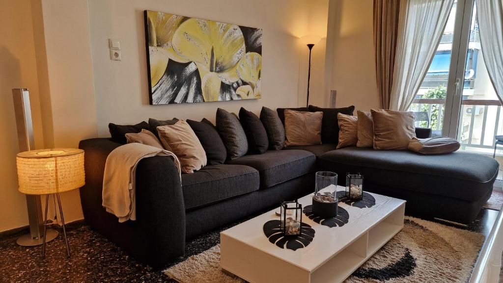 Posezení v ubytování Modern apartment in Neo Faliro