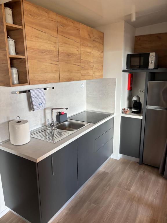 Kuchyň nebo kuchyňský kout v ubytování Mobile home LUNA Selce